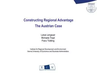Constructing Regional Advantage The Austrian Case