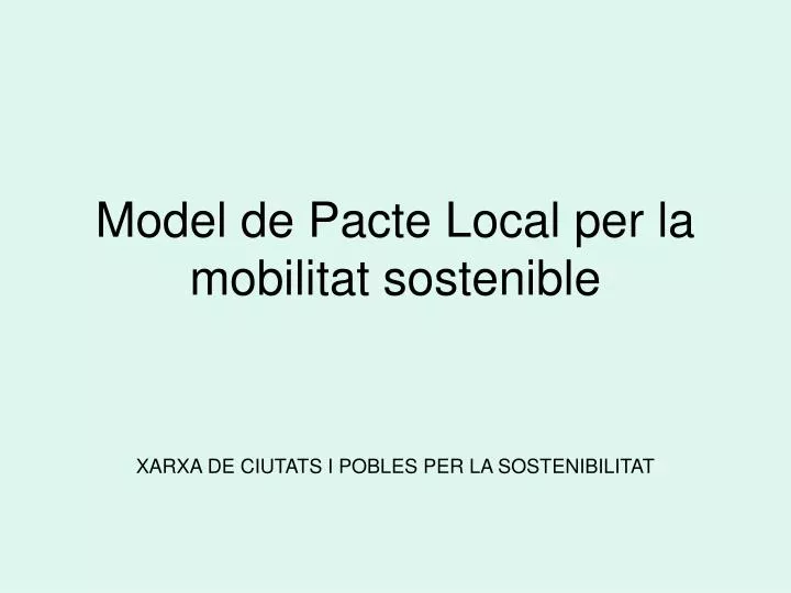 model de pacte local per la mobilitat sostenible