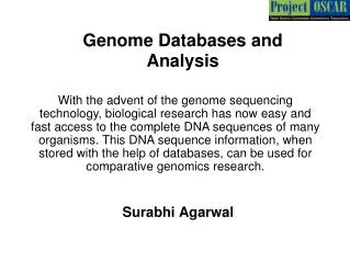 Genome Databases and Analysis