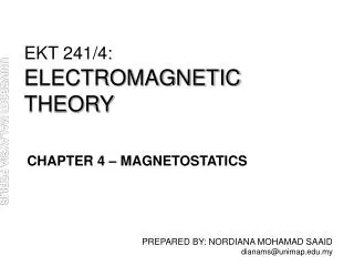 EKT 241/4: ELECTROMAGNETIC THEORY