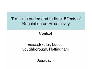 The Unintended and Indirect Effects of Regulation on Productivity