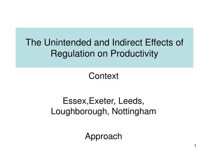 the unintended and indirect effects of regulation on productivity
