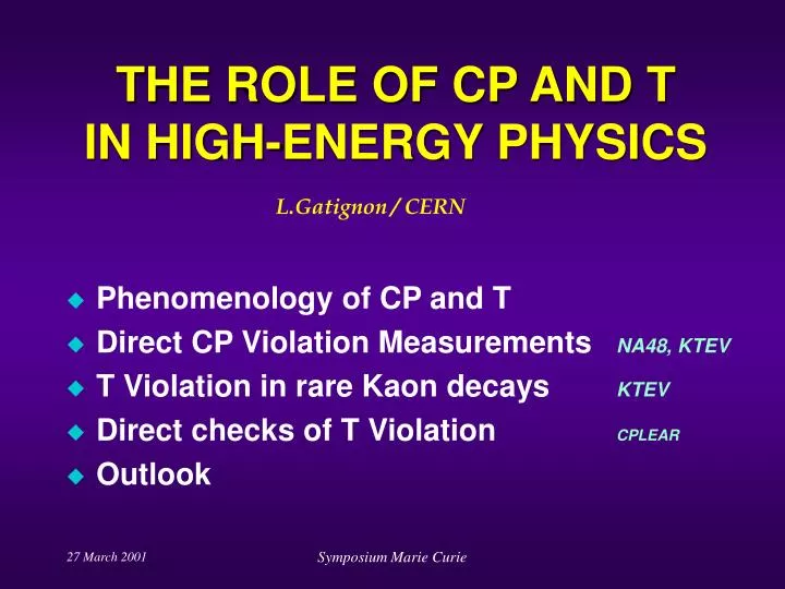 the role of cp and t in high energy physics