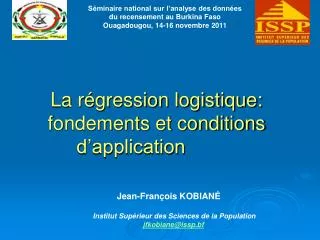 la r gression logistique fondements et conditions d application