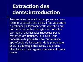 extraction des dents introduction