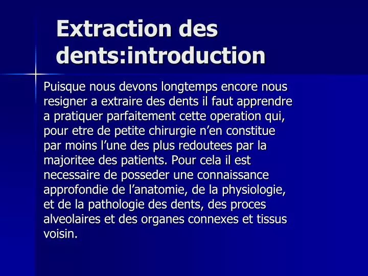 extraction des dents introduction