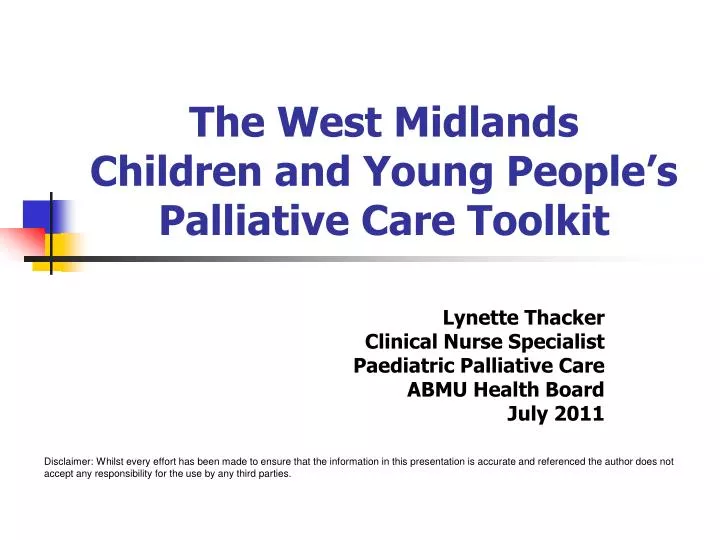 the west midlands children and young people s palliative care toolkit
