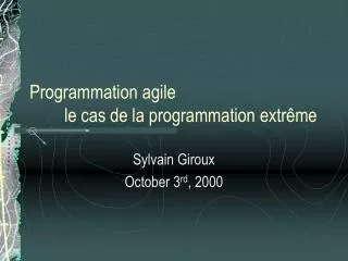 programmation agile le cas de la programmation extr me