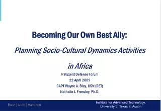 Becoming Our Own Best Ally: Planning Socio-Cultural Dynamics Activities in Africa