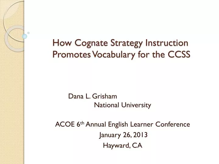 how cognate strategy instruction promotes vocabulary for the ccss