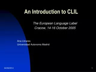 An Introduction to CLIL