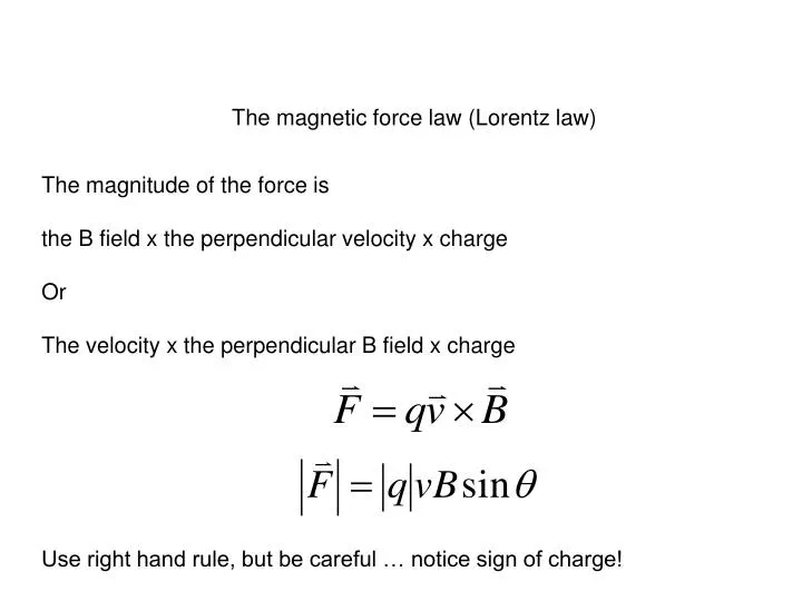 the magnetic force law lorentz law