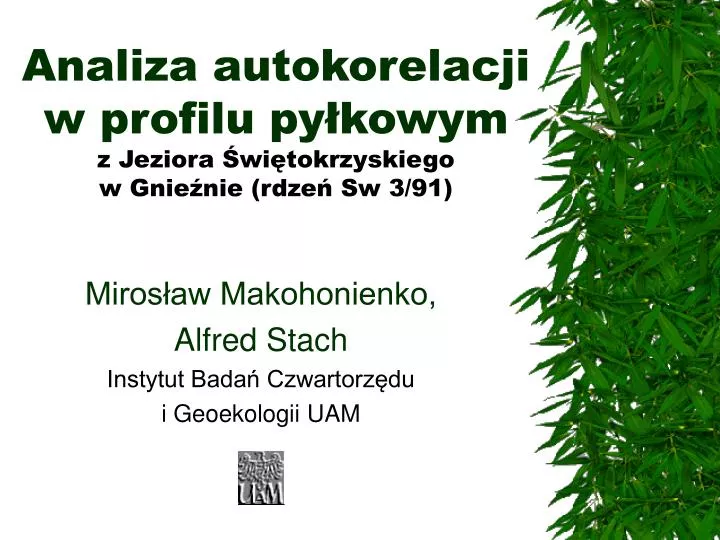 analiza autokorelacji w profilu py kowym z jeziora wi tokrzyskiego w gnie nie rdze sw 3 91