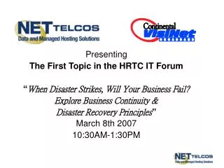 Presenting The First Topic in the HRTC IT Forum