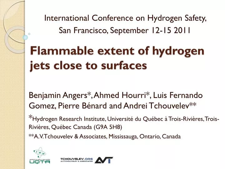 flammable extent of hydrogen jets close to surfaces