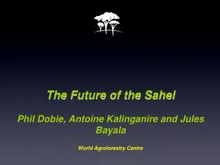 The Future of the Sahel Phil Dobie, Antoine Kalinganire and Jules Bayala World Agroforestry Centre