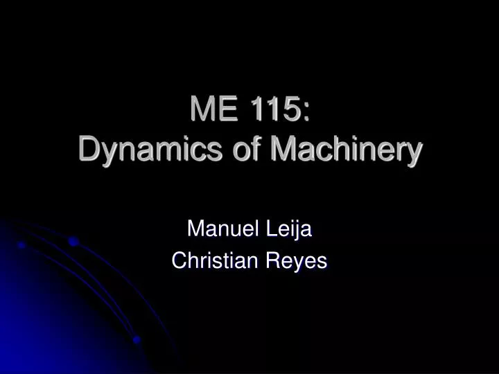 me 115 dynamics of machinery