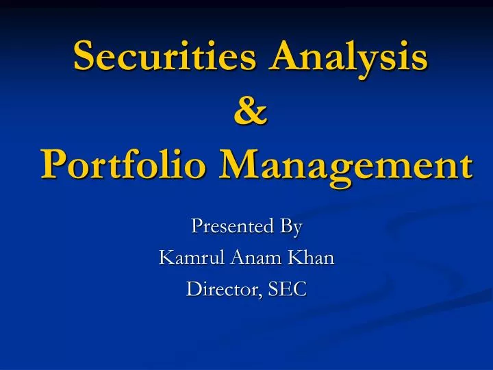 securities analysis portfolio management