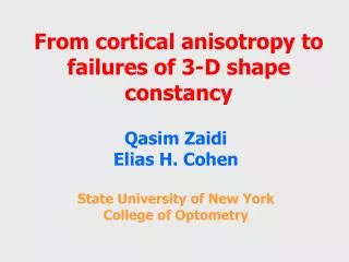 From cortical anisotropy to failures of 3-D shape constancy