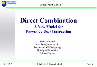 Direct Combination A New Model for Pervasive User Interaction