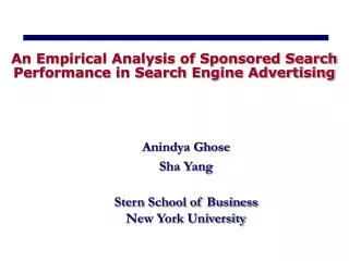 An Empirical Analysis of Sponsored Search Performance in Search Engine Advertising