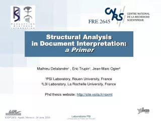 Structural Analysis in Document Interpretation: a Primer
