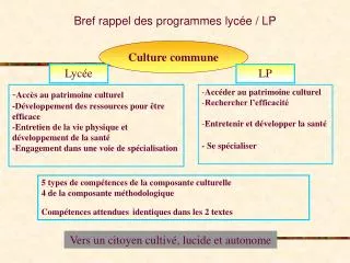 bref rappel des programmes lyc e lp