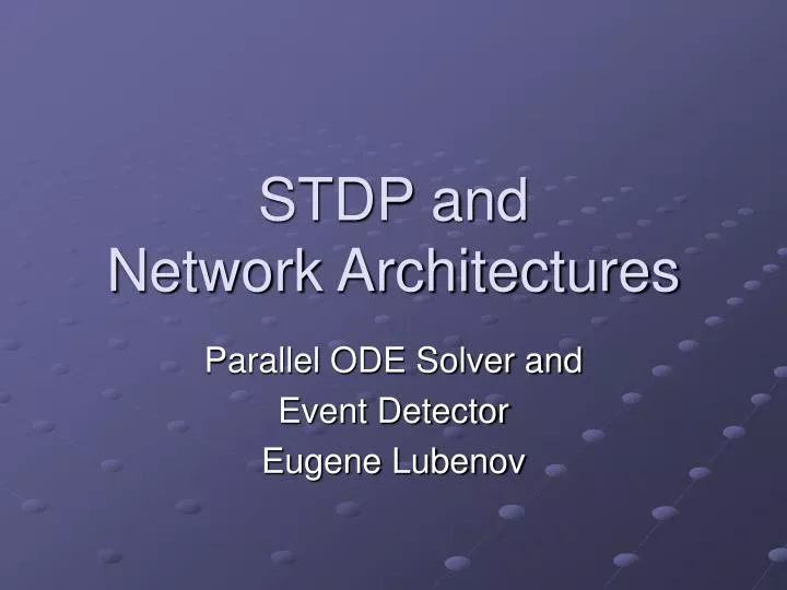 stdp and network architectures