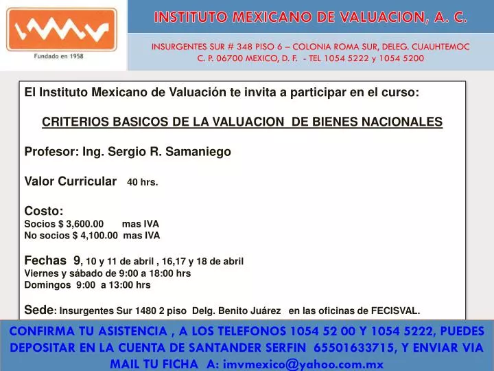 instituto mexicano de valuacion a c