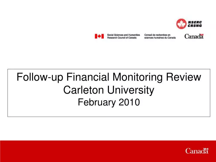 follow up financial monitoring review carleton university february 2010