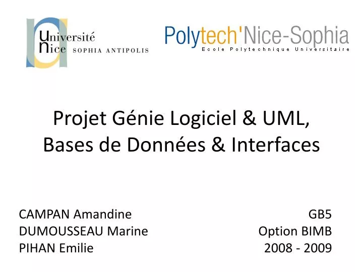 projet g nie logiciel uml bases de donn es interfaces