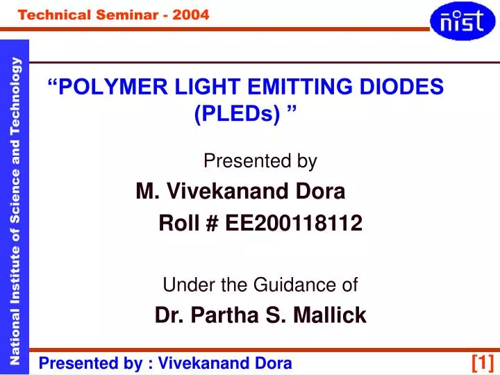 polymer light emitting diodes pleds
