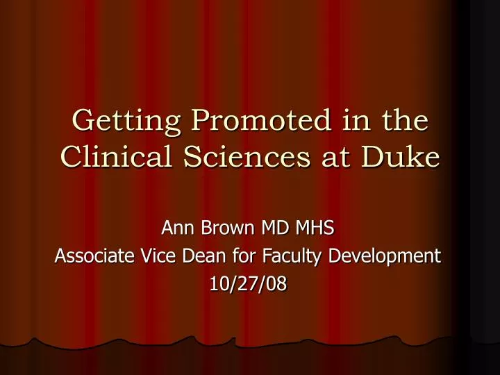 getting promoted in the clinical sciences at duke