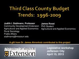 Third Class County Budget Trends: 1996-2009