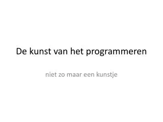 de kunst van het programmeren