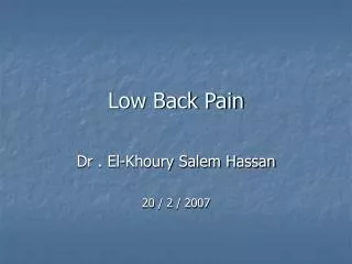 low back pain