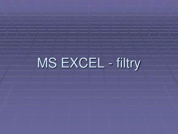 ms excel filtry