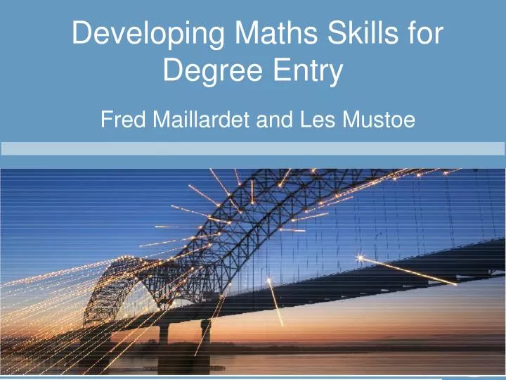 developing maths skills for degree entry