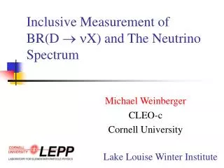 Inclusive Measurement of BR(D ? ?X) and The Neutrino Spectrum