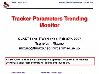 Tracker Parameters Trending Monitor