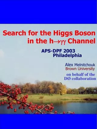 Search for the Higgs Boson in the h ? gg Channel