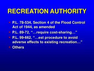 RECREATION AUTHORITY