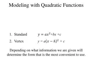 Modeling with Quadratic Functions