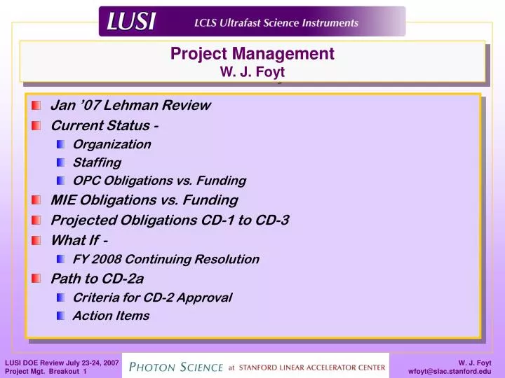 project management w j foyt