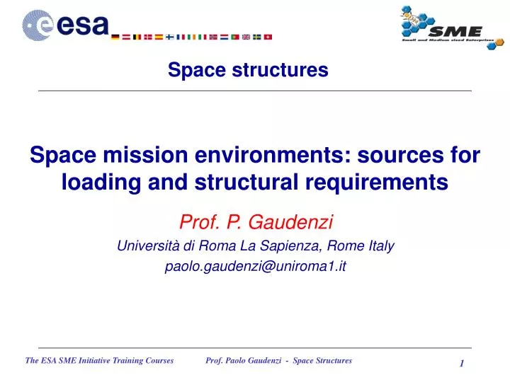 space mission environments sources for loading and structural requirements