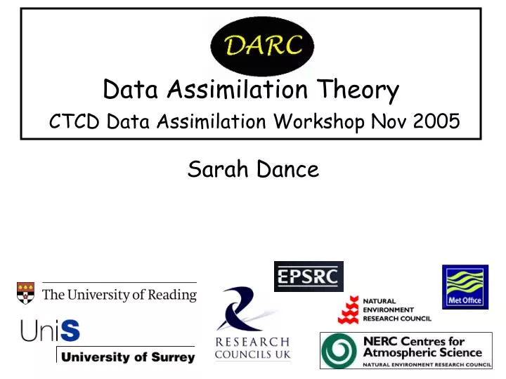data assimilation theory ctcd data assimilation workshop nov 2005
