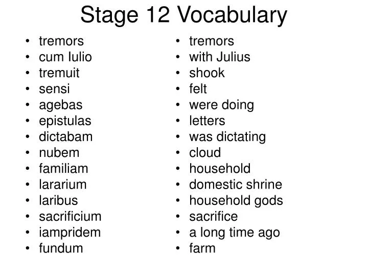 stage 12 vocabulary
