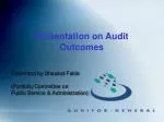 Presentation on Audit Outcomes - slide 1