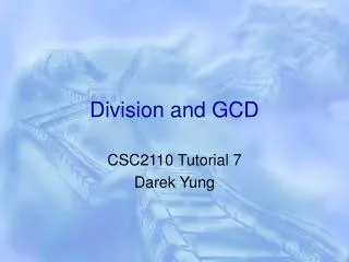 Division and GCD