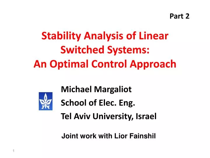 stability analysis of linear switched systems an optimal control approach